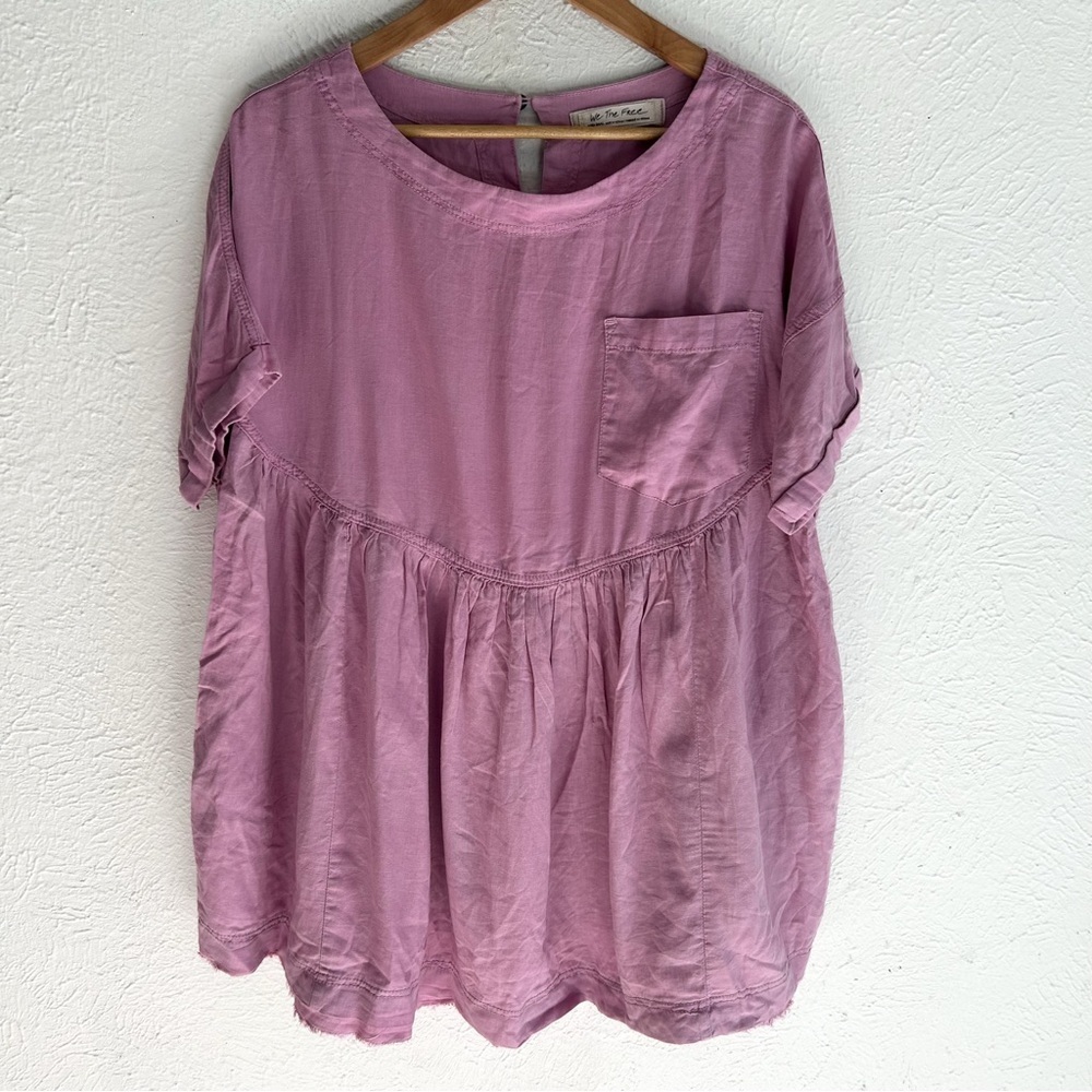 We The Free Moon City Top Oversized Linen Blend Tee in Lilac (XS) - Picture 3 of 7